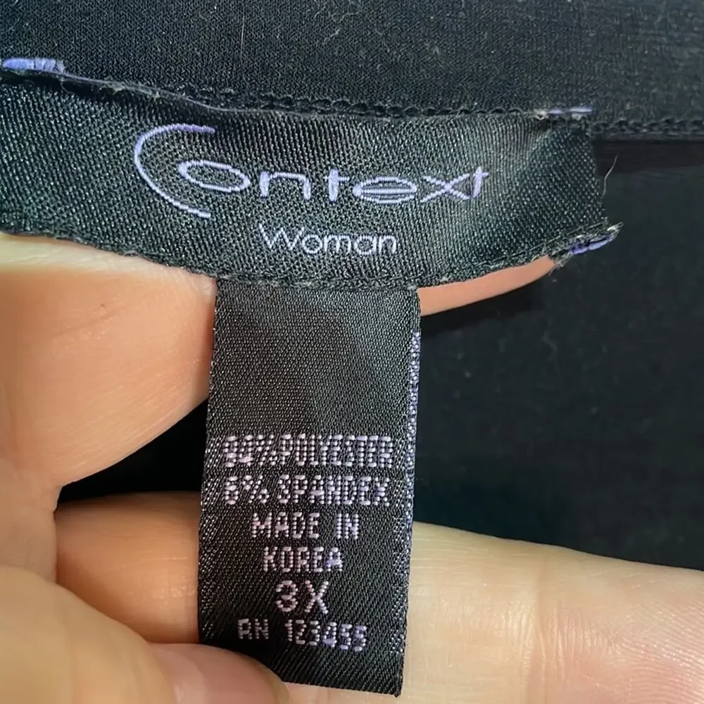 Context 3x black polyester spandex blend short sleeve scoop neck top guc